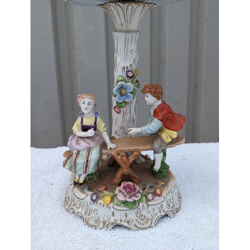 128 - Large Vintage PMP Shierholz Plaue Porcelain Centrepiece Bowl, With Excellent Hand Painted Figures an... 