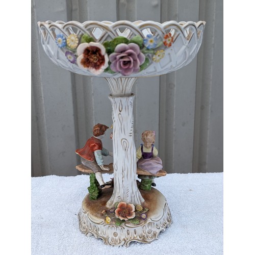 128 - Large Vintage PMP Shierholz Plaue Porcelain Centrepiece Bowl, With Excellent Hand Painted Figures an... 