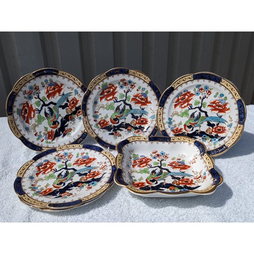 132 - Antique Losol Ware Burslem Shanghai Pattern Bird Of Paradise Plates And Other Losol Ware