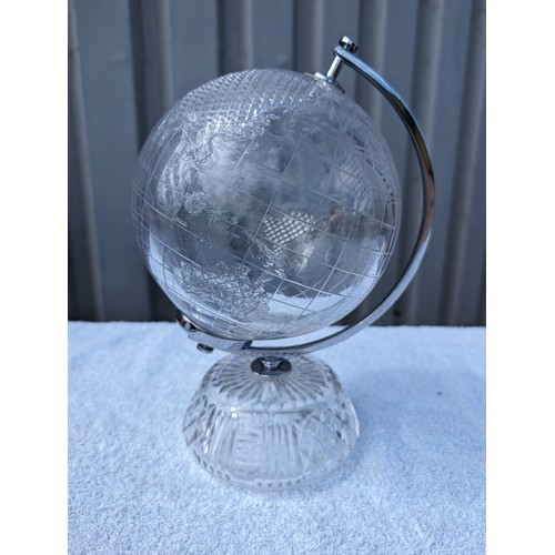 138 - Excellent Retired Waterford Crystal World Globe, Etched Waterford Mark To Base Excellent Condition 3... 