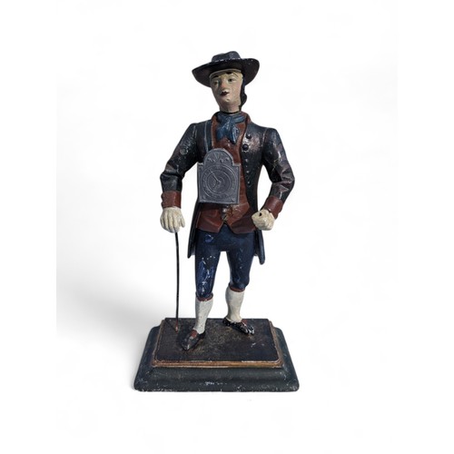 203 - Vintage J.v.E Holland Metal Figure Of Dutch Clock Peddler, Has Some marks and Would Benefit from a G... 
