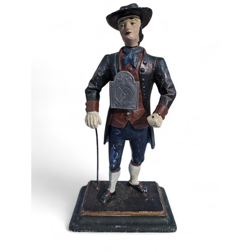 203 - Vintage J.v.E Holland Metal Figure Of Dutch Clock Peddler, Has Some marks and Would Benefit from a G... 