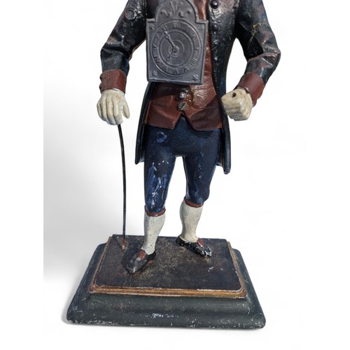 203 - Vintage J.v.E Holland Metal Figure Of Dutch Clock Peddler, Has Some marks and Would Benefit from a G... 