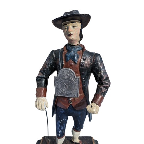 203 - Vintage J.v.E Holland Metal Figure Of Dutch Clock Peddler, Has Some marks and Would Benefit from a G... 