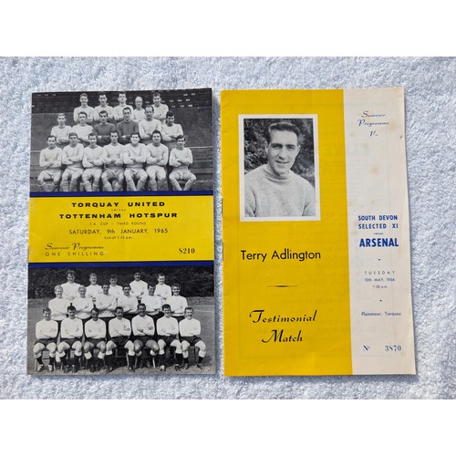 211 - Two Vintage Football Programmes - Torquay / South Devon, Arsenal & Tottenham 1965/1966