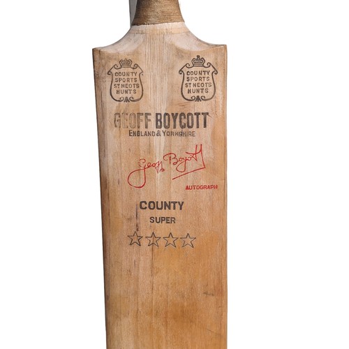 213 - Vintage Geoff Boycott - Caerulex Salix Willow Bat County Sports St Neots Hunts - Autograph Super 4 S... 