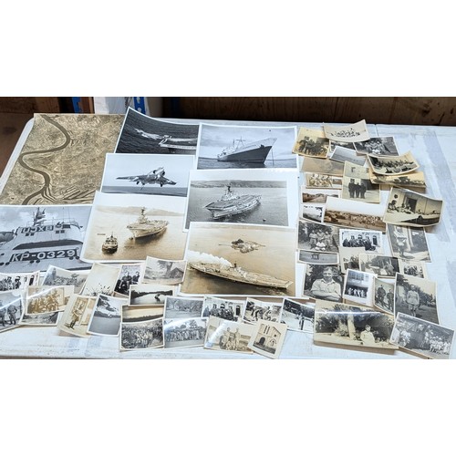 23 - Good Quantity Military Photographs, WW1 / WW2, Some Marked Air Ministry, Carriers, Sardinia, Plus Ot... 