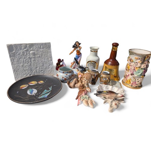 42 - Good Bundle Mixed Ceramics to Include (Damaged Doulton Figure) Capodimonte Cherub Vase, Plaster Plaq... 