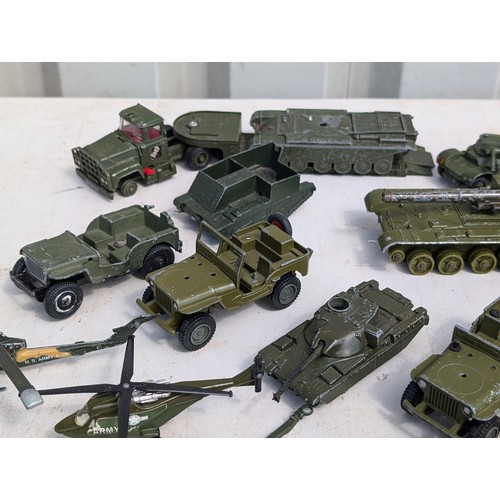 59 - Good Quantity Dinky, Corgi, Matchbox Etc Diecast Military Vehicles Including Mack Truck, Plus Others