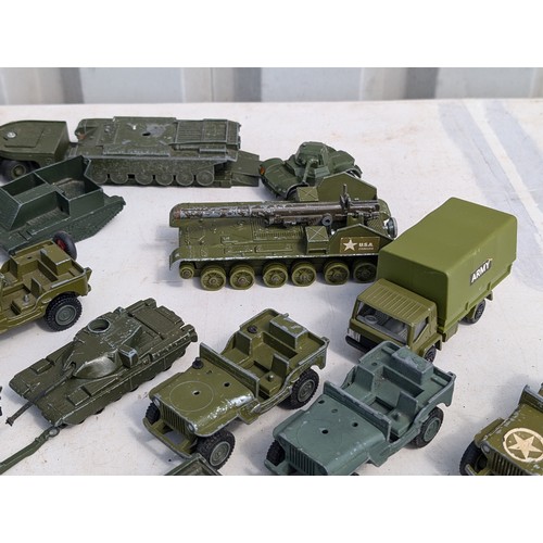 59 - Good Quantity Dinky, Corgi, Matchbox Etc Diecast Military Vehicles Including Mack Truck, Plus Others