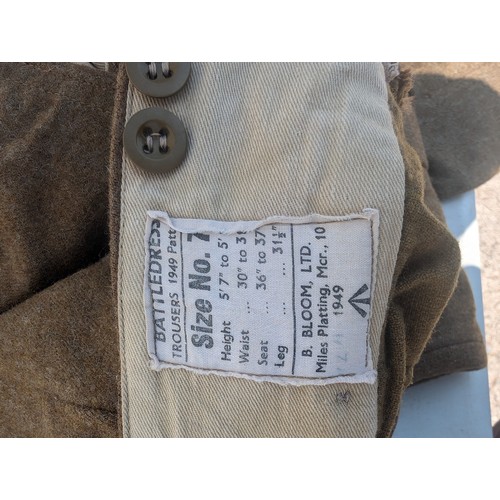 103 - 1949 Military Issue Battledress Jacket ad Trousers - Jacket size 7 Both Labelled Inside