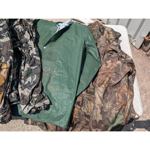 109 - Large Bundle Mostly Military Issue Camo Gear - Vintage - Fitzgerald Waterproofs / Wax Jackets / Dese... 