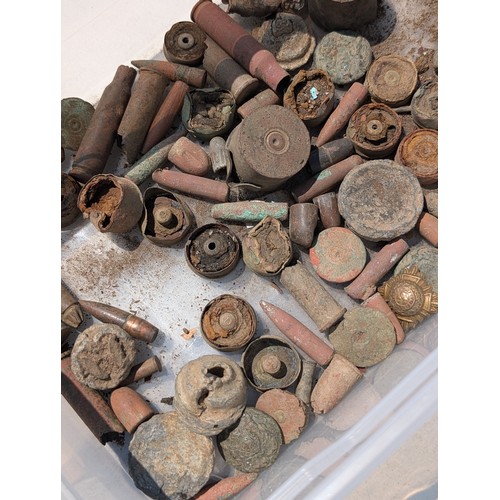 114 - Box Of Shrapnel / Spent Cartidges and Ammunition