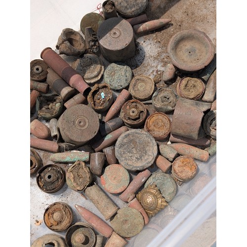 114 - Box Of Shrapnel / Spent Cartidges and Ammunition