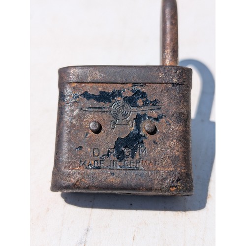 115 - Unusal WW2 Military Lock / Cuff. Lock has Key and works, DRGM Made in Germany With Aeroplane Insigin... 