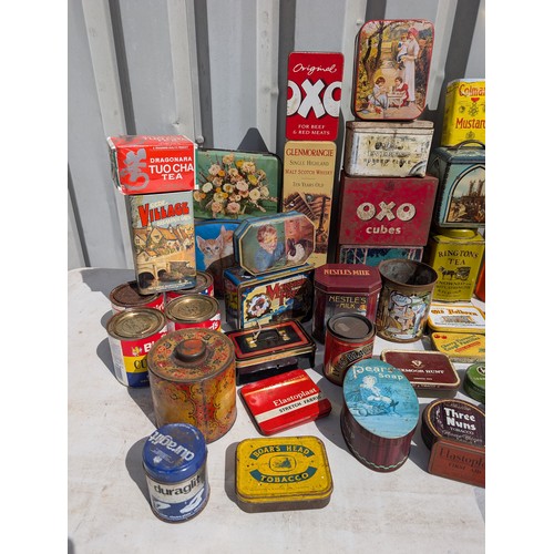 122 - Large Quantity Vintage and Wartime Advertising Tins, Tobacco, Sweets, Mustard All Sorts Here Most in... 