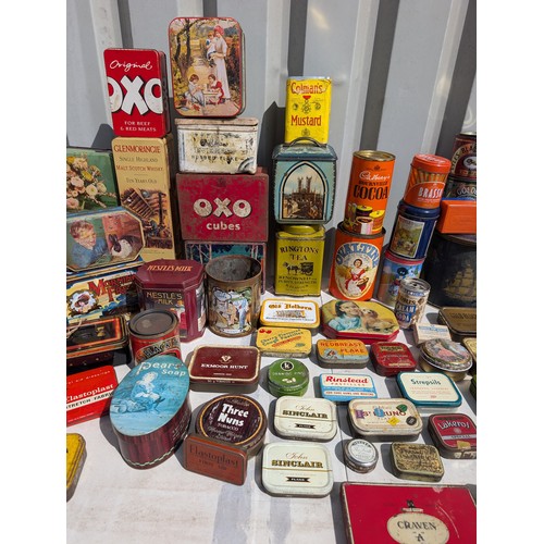 122 - Large Quantity Vintage and Wartime Advertising Tins, Tobacco, Sweets, Mustard All Sorts Here Most in... 