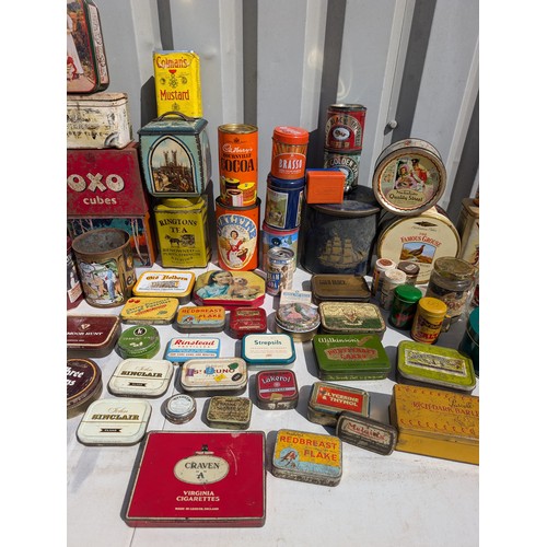 122 - Large Quantity Vintage and Wartime Advertising Tins, Tobacco, Sweets, Mustard All Sorts Here Most in... 