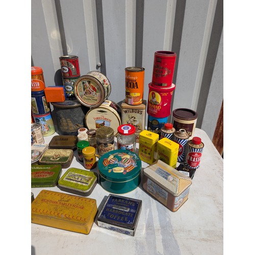 122 - Large Quantity Vintage and Wartime Advertising Tins, Tobacco, Sweets, Mustard All Sorts Here Most in... 