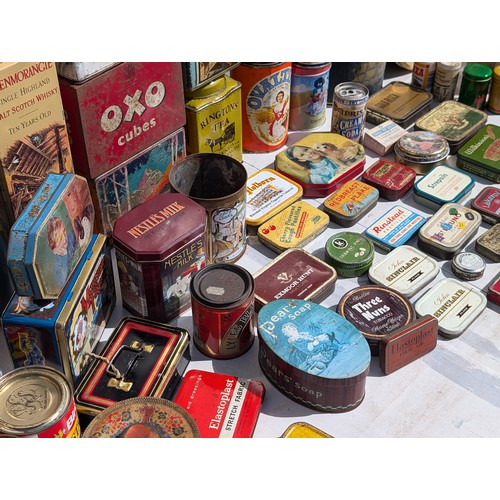 122 - Large Quantity Vintage and Wartime Advertising Tins, Tobacco, Sweets, Mustard All Sorts Here Most in... 