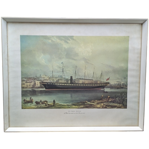 186 - S. S Great Britain Print - Good Condition, Well Framed and Glazed 62x50cm