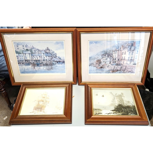 191 - Pair Oil On Canvas B. Oldfield Landscape Scene & C Burke? Nautical Scene (34x28cm) Along With Pair P... 