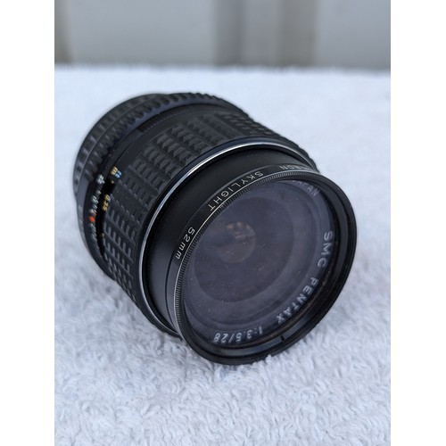 261 - SMC Pentax Asahi Lens f 3.5 28mm, Suntron skylight 52mm Filter, In Good Order With Case