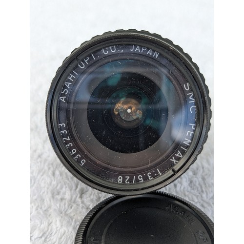 261 - SMC Pentax Asahi Lens f 3.5 28mm, Suntron skylight 52mm Filter, In Good Order With Case