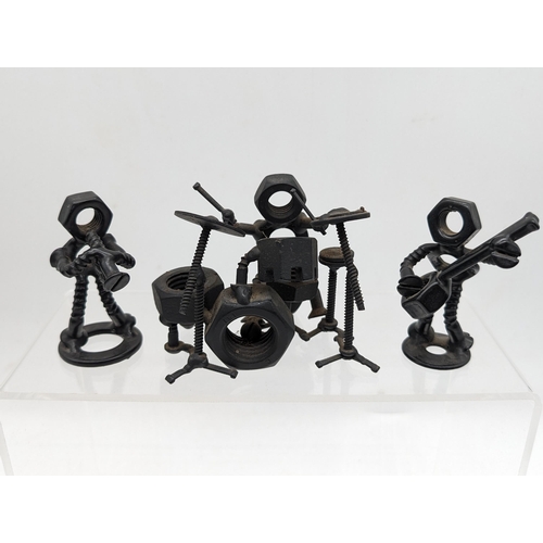 304 - Unusual Nut and Bolt Band Figures, Drummer, Trumpet and Guitar Figures. Excellent Condition Largest ... 