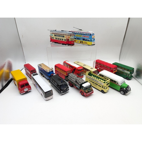 310 - Qty (15) Excellent Diecast Vehicles To Include, Trams, Buses, Eddie Stobart, All In Excellent Condit... 