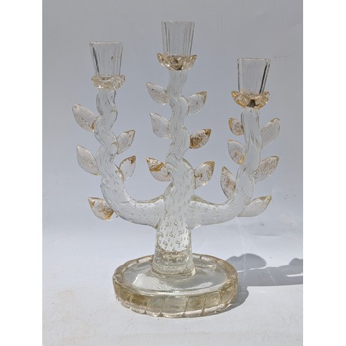 27 - Important Ercole Barovier, Barovier & Toso Candelabrum /  Candelabra Rare Pair - Glass With Gold Inc... 