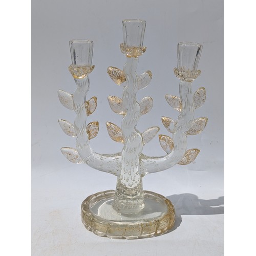 27 - Important Ercole Barovier, Barovier & Toso Candelabrum /  Candelabra Rare Pair - Glass With Gold Inc... 