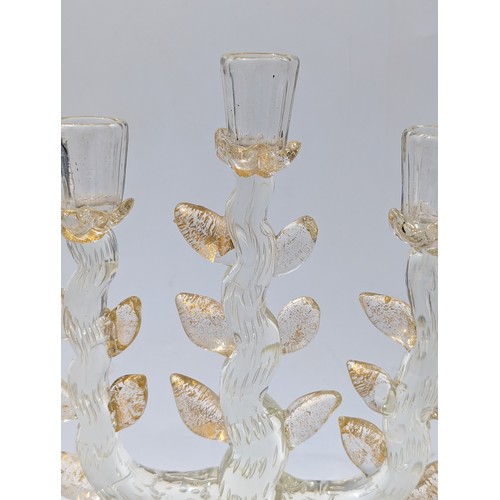 27 - Important Ercole Barovier, Barovier & Toso Candelabrum /  Candelabra Rare Pair - Glass With Gold Inc... 