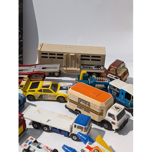 52 - Quantity Playworn Diecast - Matchbox, Corgi, Tonka, Includes Tonka HorseBox, Buck Rogers Starfighter... 