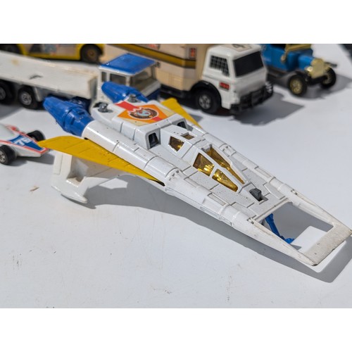 52 - Quantity Playworn Diecast - Matchbox, Corgi, Tonka, Includes Tonka HorseBox, Buck Rogers Starfighter... 