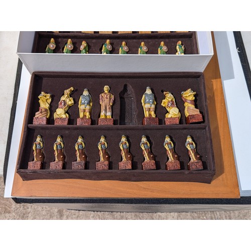 62 - Studio Anne Carlton Large Format Chess Set With Board ( Celtic Chess Figures) Note 2 Missing