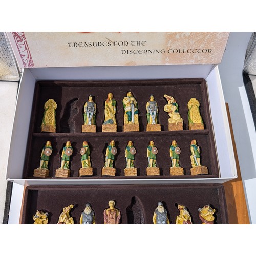 62 - Studio Anne Carlton Large Format Chess Set With Board ( Celtic Chess Figures) Note 2 Missing