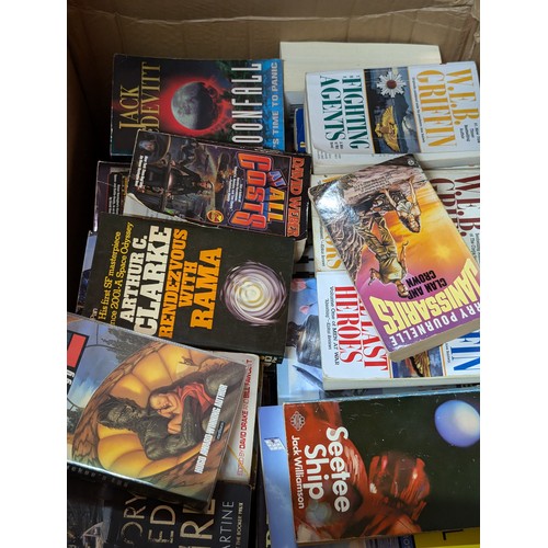 66 - Huge Quantity (7) Boxes Appx 400kg, 100s Appx 750 Fiction Novels. Lots of Military, Sci Fi, Horror I... 