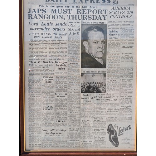 87 - Set (12) WW2 Well Framed Newspaper Headlines Front Covers - Various Key Dates Covered - Lovely Condi... 