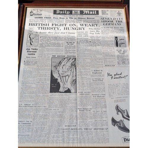 87 - Set (12) WW2 Well Framed Newspaper Headlines Front Covers - Various Key Dates Covered - Lovely Condi... 