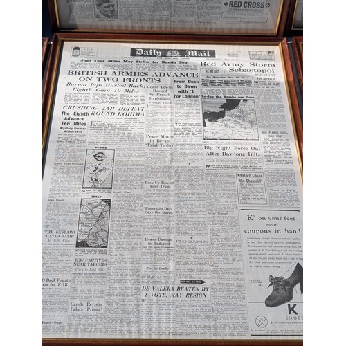 87 - Set (12) WW2 Well Framed Newspaper Headlines Front Covers - Various Key Dates Covered - Lovely Condi... 