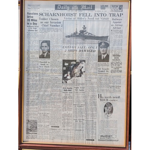 87 - Set (12) WW2 Well Framed Newspaper Headlines Front Covers - Various Key Dates Covered - Lovely Condi... 