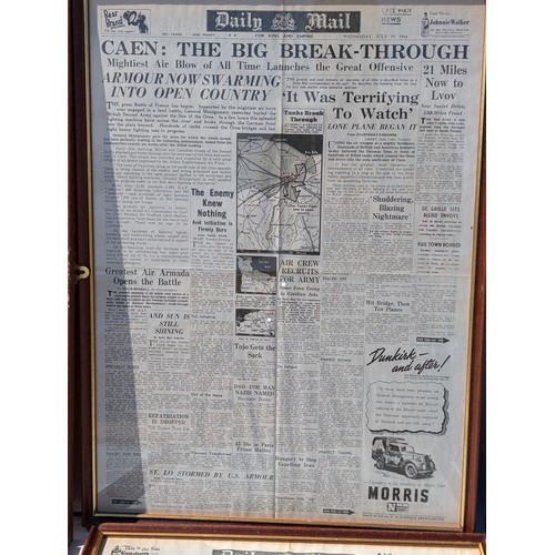 87 - Set (12) WW2 Well Framed Newspaper Headlines Front Covers - Various Key Dates Covered - Lovely Condi... 