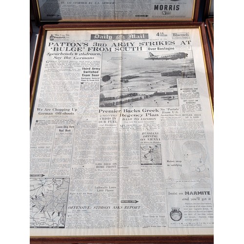 87 - Set (12) WW2 Well Framed Newspaper Headlines Front Covers - Various Key Dates Covered - Lovely Condi... 