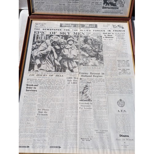 87 - Set (12) WW2 Well Framed Newspaper Headlines Front Covers - Various Key Dates Covered - Lovely Condi... 