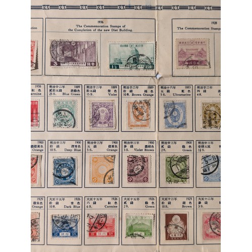 144 - The Collection of The Japanese Postage Stamps 1894-1937 On Good Presentation Sheet 53x39cm