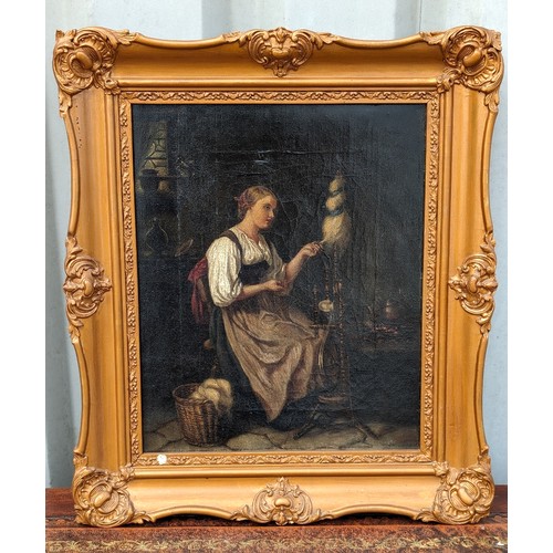 187B - Early 19th century oil on canvas English School of a Lace maker by an unknown hand oil on canvas 32 ... 