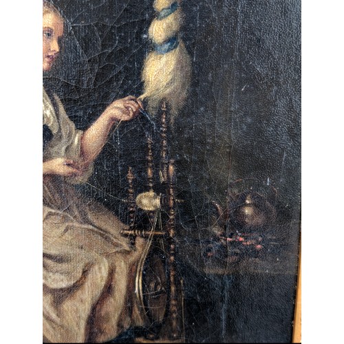 187B - Early 19th century oil on canvas English School of a Lace maker by an unknown hand oil on canvas 32 ... 