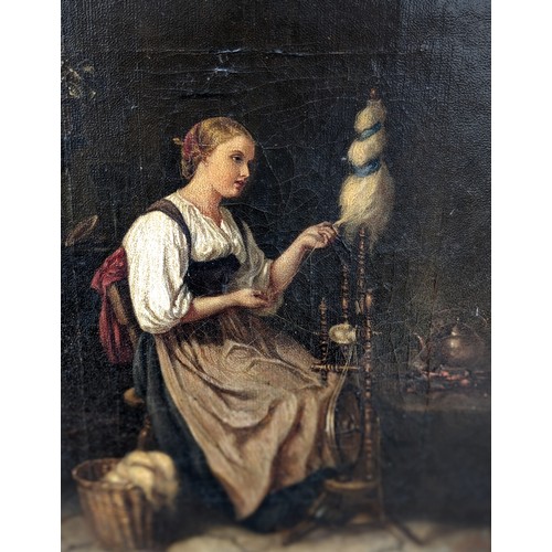 187B - Early 19th century oil on canvas English School of a Lace maker by an unknown hand oil on canvas 32 ... 