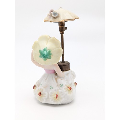 113 - Vintage Girl Atomiser Perfume Bottle With Parasol, Unmarked to Base. Good Condition 13cm